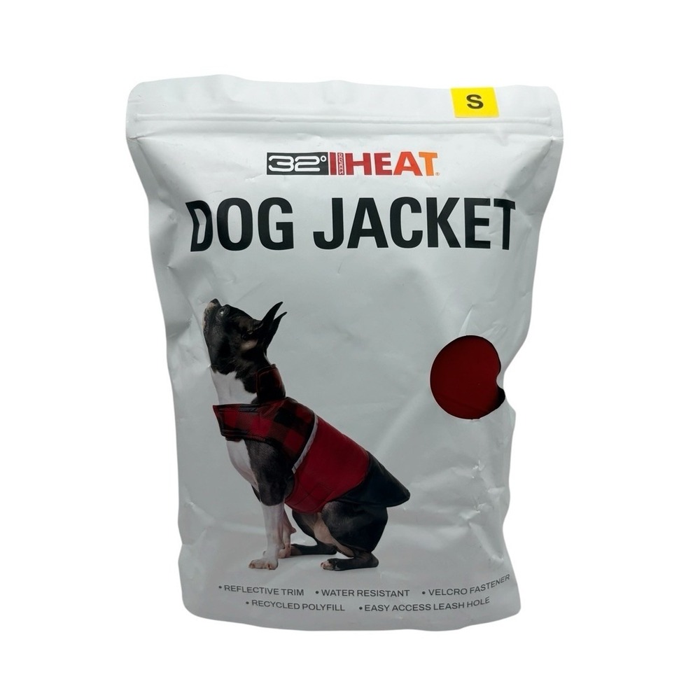 32 Degrees Dog Jacket Small Reflective Trim w/ Leash Hole Red